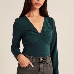 A&F Twist Front Green Top